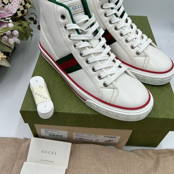 Men’s Gucci high top 1977 tennis sneakers size 7.5 fits 8.5 US made in Italy - Picture 3 of 10